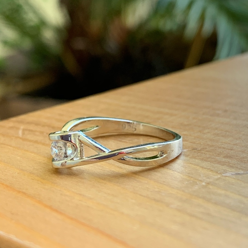 Crystal Zircon Stone Infinite Ring 925 Silver - Picture 4 of 8